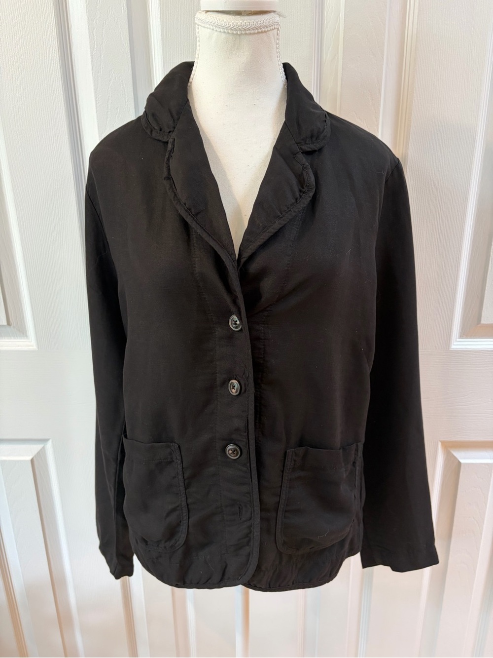 Prairie Underground Black Lightweight Linen Blend Blazer Size M
